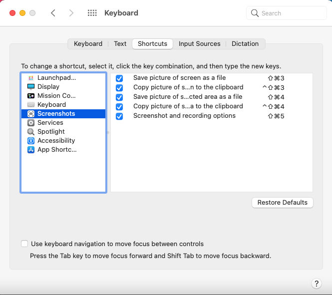 Keyboard shortcuts